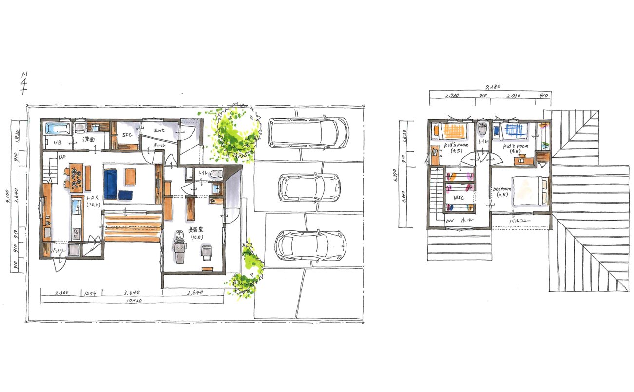 理想を叶えた店舗兼住宅の２階建ての住まい